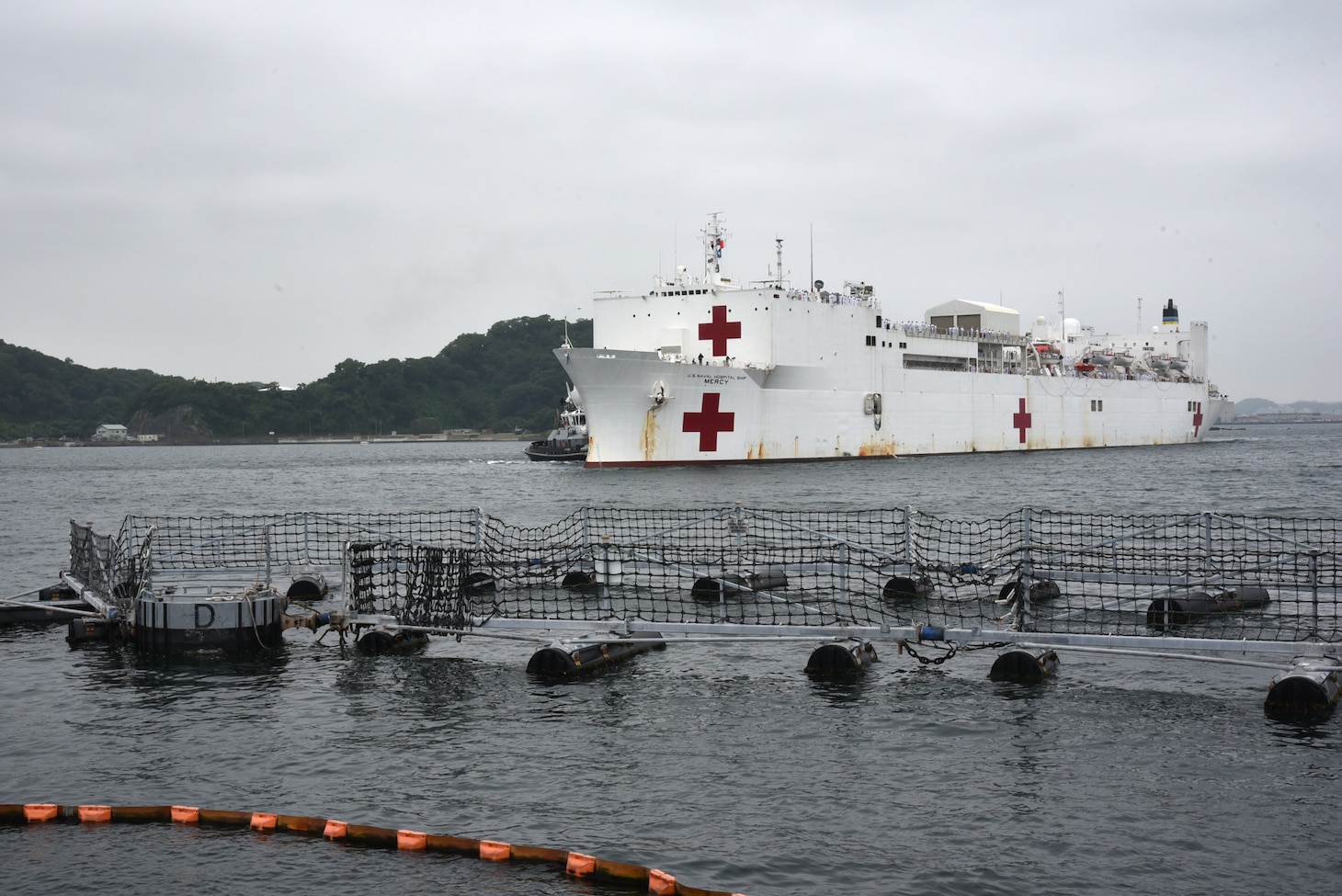 YOKOSUKA, Japan (June 10, 2018)  -- USNS Mercy (T-AH 19) arrives in Yokosuka, Japan as part of Goodwill port visit June 10. USNS Mercy is making port visits to Yokosuka and Tokyo to promote relationships between U.S. Navy Sailors and Japanese citizens through cultural exchange and bilateral training.