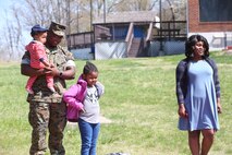 Chemical Biological Incident Response Force family readiness team, with the assistance of Marine Corps Community Services Henderson Hall, hosted a “Healthy Relationships” family day event aboard Naval Support Facility Indian Head, Md., April 17, 2018. During the event there were activities for the whole family, food and an opportunity to create a human ribbon to recognize the Purple Ribbon Campaign, supporting Domestic Violence Awareness month. (Official USMC Photos by Staff Sgt. Santiago G. Colon Jr.)