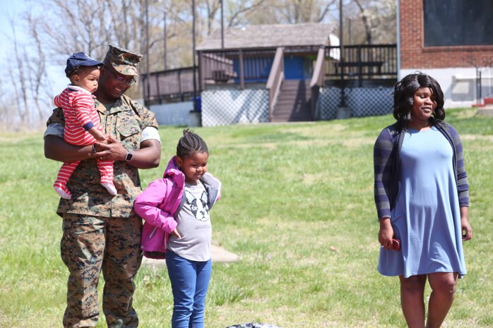 Chemical Biological Incident Response Force family readiness team, with the assistance of Marine Corps Community Services Henderson Hall, hosted a “Healthy Relationships” family day event aboard Naval Support Facility Indian Head, Md., April 17, 2018. During the event there were activities for the whole family, food and an opportunity to create a human ribbon to recognize the Purple Ribbon Campaign, supporting Domestic Violence Awareness month. (Official USMC Photos by Staff Sgt. Santiago G. Colon Jr.)