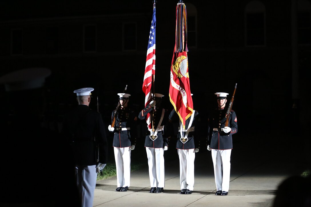 The hosting official for the parade was U.S. Marine Corps Lt. Gen. Frank McKenzie, director, Joint Staff, and the guests of honor were U.S. Army Lt. Gen. Joseph Anderson, deputy chief of staff for the Army; U.S. Marine Corps Lt. Gen. Brian Beaudreault, deputy commandant, plans, policies and operation; U.S. Navy Vice Adm. Andrew Lewis, deputy chief of operations for operations, plans and strategy; and U.S. Air Force Lt. Gen. Mark C. Nowland, deputy chief of staff for operations.