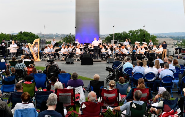 Members of the Air Force Band perform during the 2018 Heritage to Horizons summer concert in Arlington, Va., June 8, 2018.  (U.S. Air Force photo by Wayne A. Clark)
