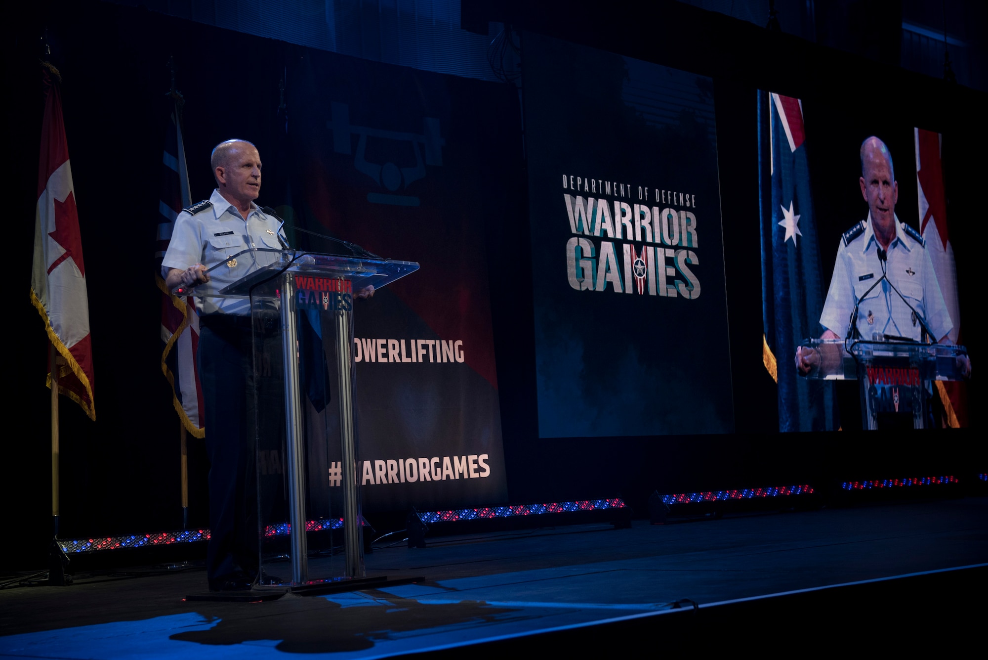 Air Force Vice Chief of Staff Gen. Stephen W. Wilson provides remarks at the closing ceremony of the Department of Defense Warrior Games in Colorado Springs, Colo., June 9, 2018. Wounded, ill and injured service members and veterans from the U.S. Air Force, Army, Marine Corps, Navy, and Special Operations Command, as well as athletes from the U.K. Armed Forces, Australian Defence Force and Canadian Armed Forces, competed in one or more of 11 different events held throughout the Games. (U.S. Air Force photo by Senior Airman Dennis Hoffman)