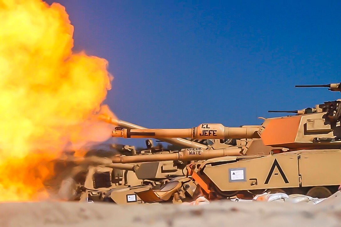 USTKA, Poland (June 8, 2018) U.S. Marines assigned to Tank Platoon, Fox Company, Battalion Landing Team, 2nd Battalion, 6th Marine Regiment, 26th Marine Expeditionary Unit, engage targets with M1A1 Abrams tanks during live-fire training as part of exercise Baltic Operations (BALTOPS) 2018 at Ustka, Poland, June 8.