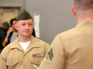 Marines and Sailors with Chemical Biological Incident Response Force, U.S. Marine Corps Forces Command, volunteered their time to conduct a JROTC uniform inspection at St. Charles High School in Waldorf, Md., April 18, 2018. During the inspection the Marines and sailors looked over the students’ uniforms, tested their military knowledge and shared their expertise with the high school students. (Official USMC Photos by Staff Sgt. Santiago G. Colon Jr.)