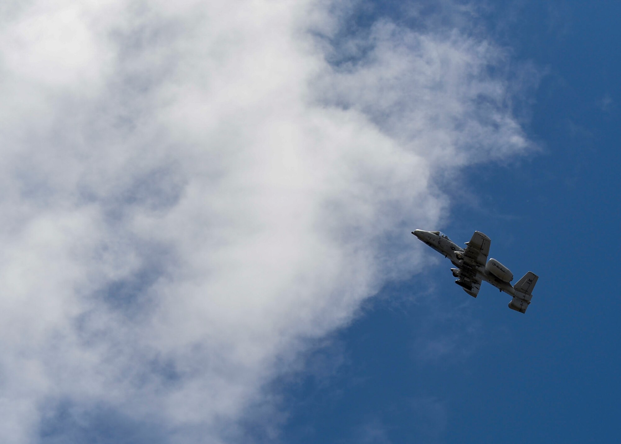 An A-10 Thunderbolt II flies over a field in Adazi, Latvia, June 5, 2018.  A-10s were deployed to Europe from the 127th Wing at Selfridge Air National Guard Base, Michigan, to support exercise Saber Strike 18. While flying, A-10 pilots worked on close air support tactics and demonstrated show-of-force maneuvers. (U.S. Air Force photo by Staff Sgt. Jimmie D. Pike)