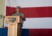 U.S. Air Force Col. Robert D. Peltzer, 8th Medical Group commander, speaks during a change of command ceremony June 13, 2018, at Kunsan Air Base, Republic of Korea. Peltzer accepted command of the 8th MDG and received the title of “Hawk.” (U.S. Air Force photo by Staff Sgt. Victoria H. Taylor)