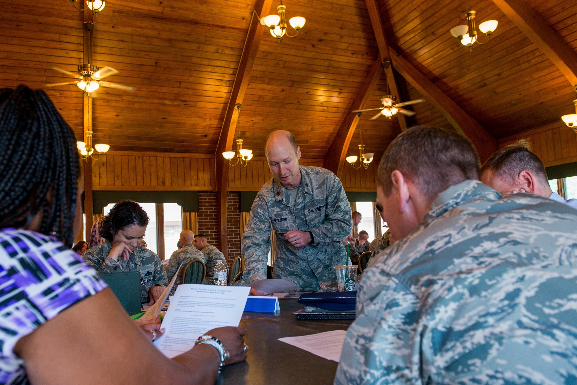 Leaders from Joint Base Langley-Eustis participate in the Community Action Information Board at JBLE, June 8, 2018.