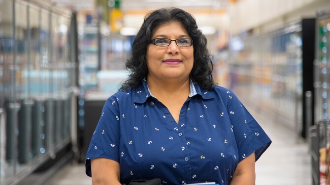 Jo Lee, a resident of Layton, Utah, is an employee at the Hill Air Force Base Commissary. She was recognized in May 2018 for her outstanding customer service. (U.S. Air Force photo by R. Nial Bradshaw)
