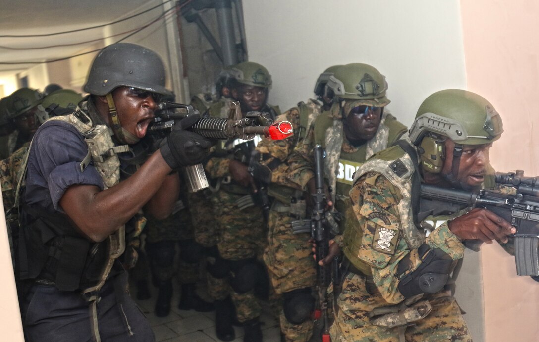 Multinational troops conduct joint training exercise in St. Kitts and Nevis.