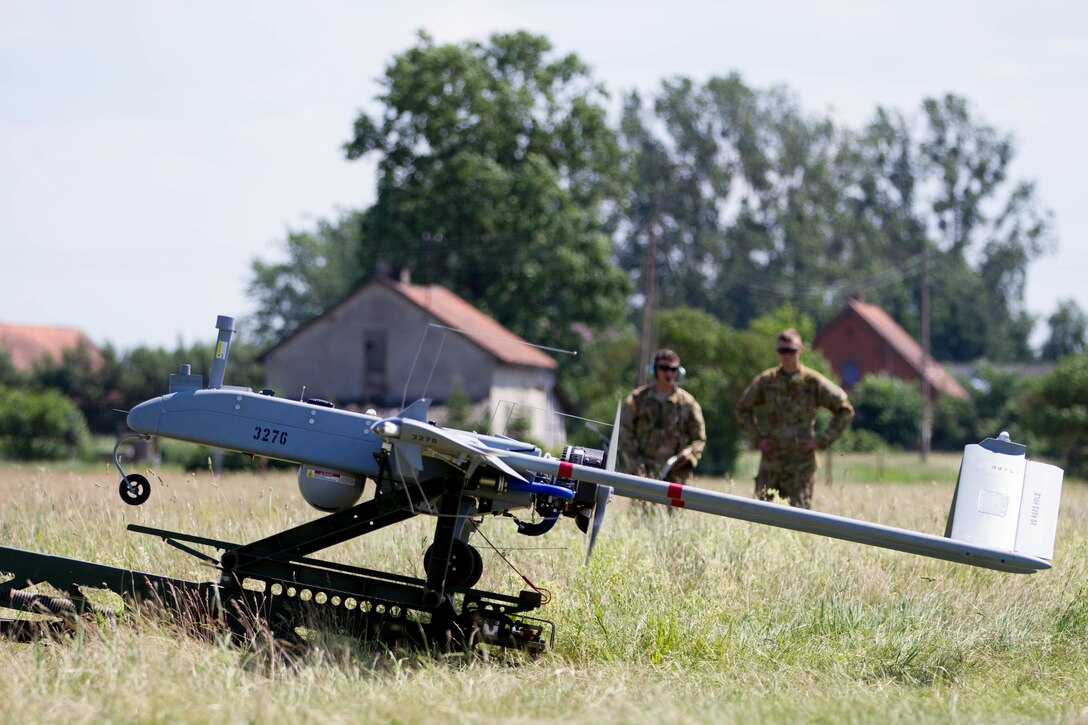 Soldiers prepare for unmanned aerial vehicle training during exercise Saber Strike 18.