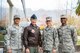 Master Sgt. Diego Yoshisaki, 12th Air Force (AFSOUTH) international health specialist, Davis-Monthan AFB, AZ., Col. Colleen McBratney, 355th Aerospace Medicine Squadron Commander, Davis-Monthan AFB, AZ., Lt. Col. Lisa Guzman, 87th Medical Group medical services administrator, Joint Base McGuire-Dix-Lakehurst, N.J., and Capt. Angelo Bazile, 11th Wing medical services administrator, Joint Base Andrews, MD., pose for a  photo during a health services administration subject matter expert exchange with the Chilean Air Force at the Hospital Clínico, Santiago, June 4-8.