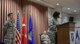 Maj. Francine Kwarteng gives her welcoming speech to the 39th Logistics Readiness Squadron.