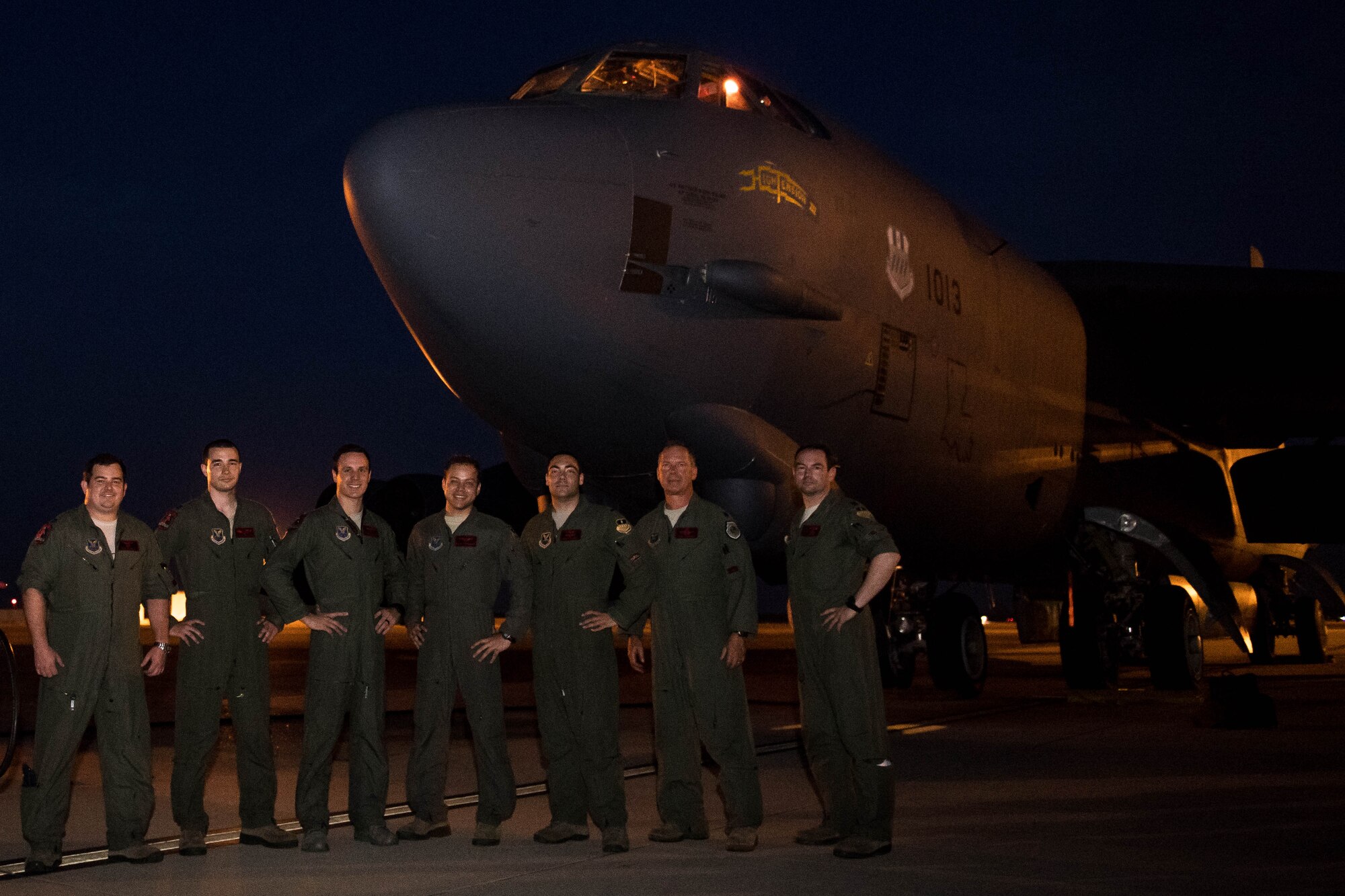 The 96th Bomb Squadron, from the 2nd Bomb Wing, taxis down the runway at Barksdale Air Force Base, La. June 11, 2018. The 96th Bomb Squadron aircraft flew over Étain, France, where the first U.S. combat aerial bombing took place during World War I on June 12, 1918. (U.S. Air Force photo by Airman 1st Class Sydney Campbell)