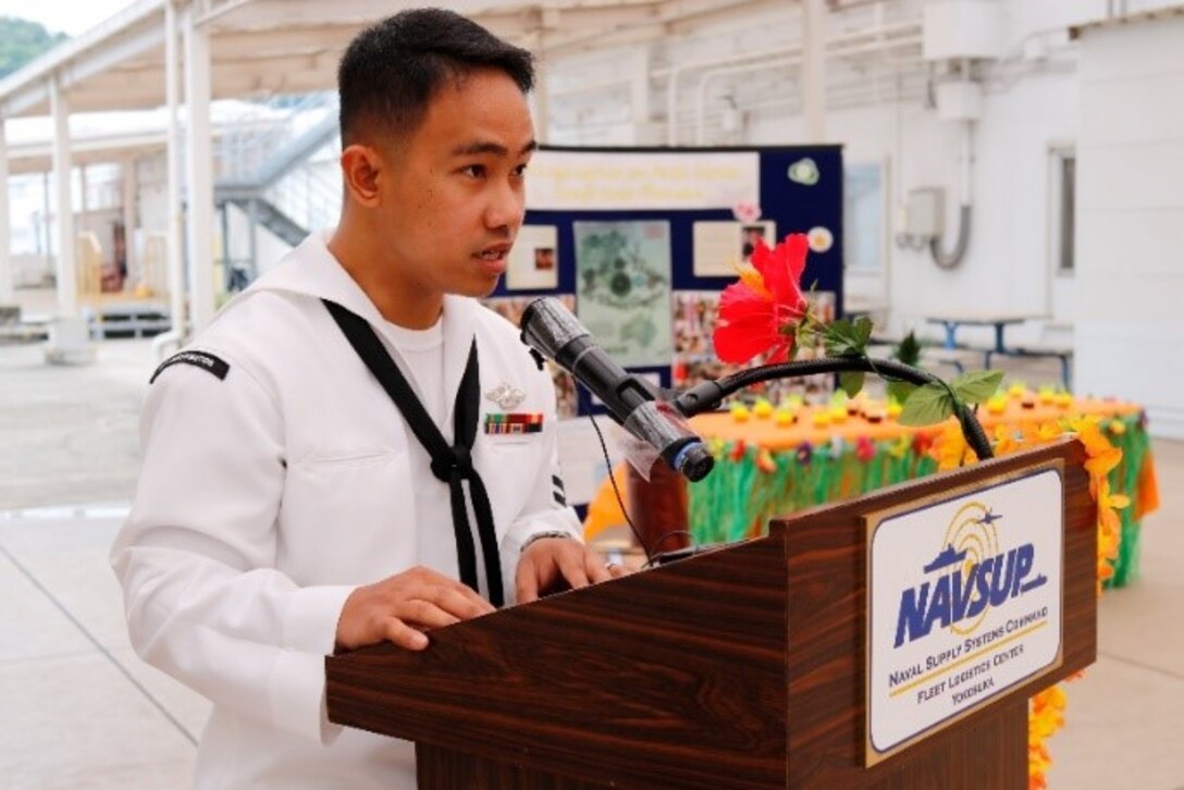 LS2 (FMF) Reymart Hombrebueno led the ceremony as emcee. He was born and raised in Philippines and moved to United States in October 2011 and enlisted into the Navy on July 18, 2012.