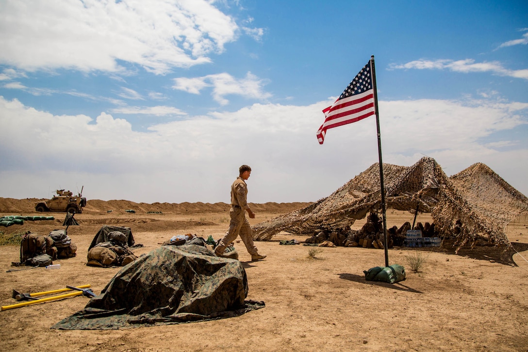 U.S. Marines provide additional security for U.S. soldiers and Iraqi Security Forces.