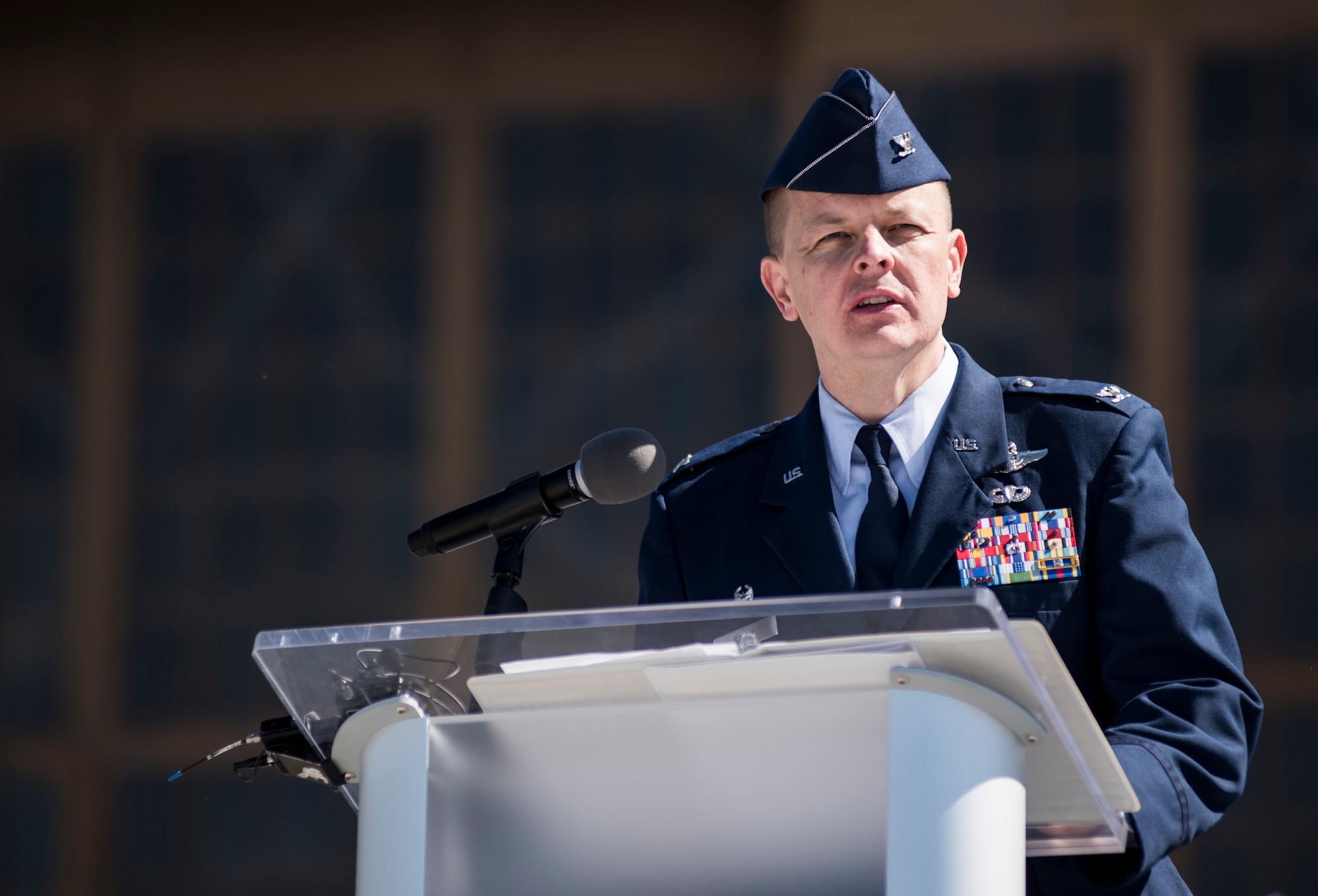 180615-F-GP610-190
Col. Derek Salmi, 92nd Air Refueling Wing commander, addresses Team Fairchild during an assumption of command ceremony June 15, 2018, at Fairchild Air Force Base, Wash. Throughout his remarks, Salmi praised the men and women of Team Fairchild for their past successes, commitment to excellence, and shared excitement for what the future holds for the 92nd ARW. (U.S. Air Force photo/ Senior Airman Sean Campbell)