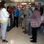 Brig. Gen. Laura L. Lenderman (center), 502nd Air Base Wing and Joint Base San Antonio commander, talks with Amanda Wood (left), Chief, Child and Youth Services Flight, and Jeanne Warren (right), JBSA-Fort Sam Houston Youth Director, during a stop at the JBSA-Fort Sam Houston Youth Center June 15. The general visited the center as part of an immersion tour, which included stops at the Academic Support Center, Student Activity Center, the vehicle maintenance facility, Jimmy Brought Fitness Center, and Military & Family Readiness Center.