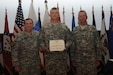 Maj. Gen. Peter M. Vangjel, Third Army Deputy commanding general, and Command Sgt. Maj. John D. Fourhman, Third Army senior enlisted advisor, presents the Army Commendation Medal to Sgt. Jared Lee Martin, a Hendersonville, Tenn., native, after being named Third Army Non-commissioned Officer of the Year 2011. Martin who serves as a lead technician with the 160th Signal Brigade, 335th Signal Command (Theater) (Provisional), will represent Third Army during the U.S. Forces Command Non-commissioned Officer of the Year competition at Fort Hood, Texas.