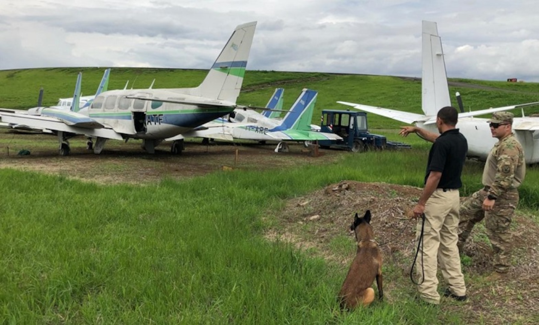 Tech. Sgt. Andres Tovar, 824th Base Defense Squadron security forces, assesses and advises the Costa Rican air vigilance service on fundamentals of counter narcotic detection training, during a three-week building partnership capacity mission with the SVA, May 16 to June 9, 2018. The mobility training team's mission was to train and advise the SVA in aircraft interdiction, aircraft maintenance, base defense and dog handling as they continue to counter illicit drug trafficking throughout the region. (U.S. Air Force photo by Staff Sgt. Joseph Elizondo)