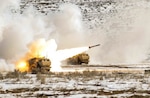 Soldiers with the 17th Field Artillery Brigade fire a High Mobility Artillery Rocket System at Yakima Training Center, Washington, Feb. 28, 2017. The brigade is expected to serve as the foundation of the Multi-Domain Task Force, which will lead its first Pacific Pathways rotation next year to test future warfare capabilities.