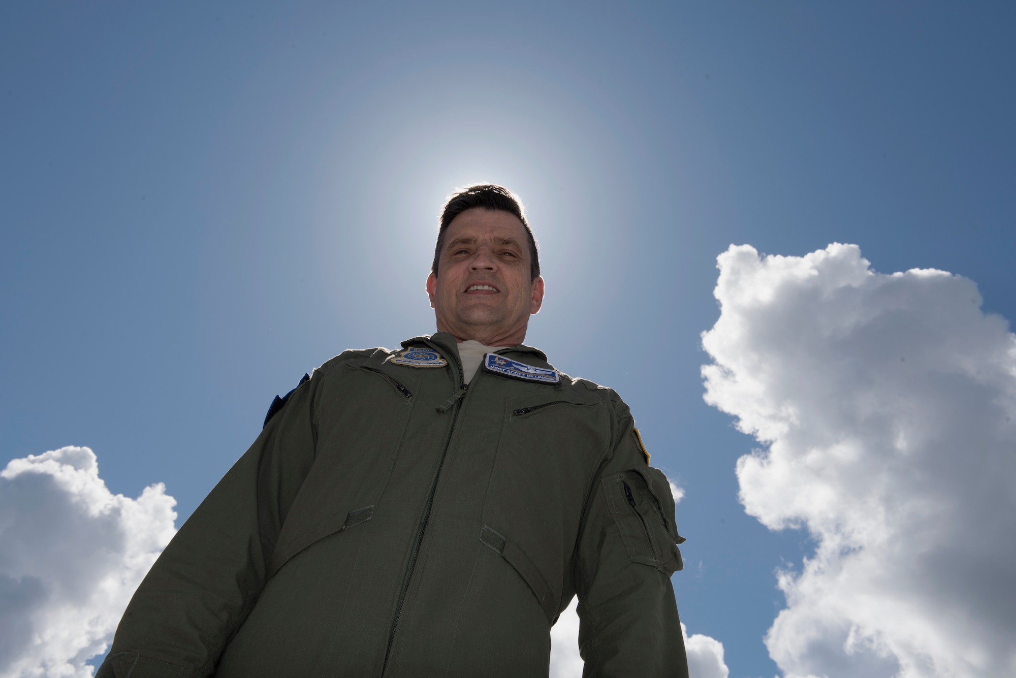 Master Sgt. Scott Dillinger, 6th Air Refueling Squadron noncommissioned officer in charge of standardization and evaluation and a KC-10 Extender flight engineer, poses for a photo outside a KC-10 June 1, 2018 after landing at Eielson Air Force Base, Alaska. Dillinger and his crew flew the aircraft to Misawa Air Base, Japan and back to Alaska providing refueling support for eight F-15s. On June 4 he hit the 10,000 flight hour milestone. (U.S. Air Force photo by Tech. Sgt. James Hodgman)