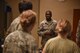 U.S. Air Force Staff Sgt. James Bovain, a 35th Security Forces Squadron trainer, speaks to visiting Air Force Academy cadets about daily responsibilities the 35th SFS fulfills during a tour at Misawa Air Base, Japan, June 18, 2018. These future Air Force officers visited Misawa AB as part of an annual program showcasing operational bases around the world. (U.S. Air Force photo by Airman 1st Class Collette Brooks)