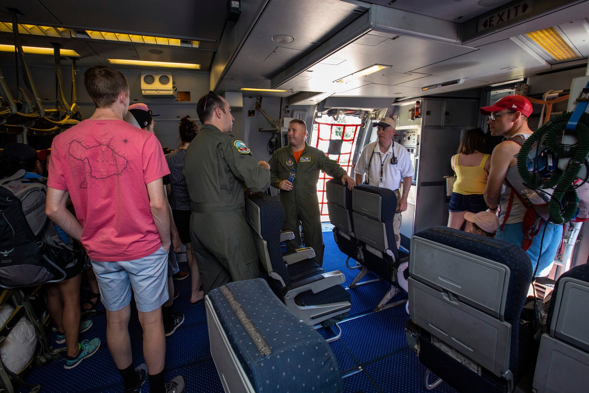 Reserve Citizen Airmen with the 78th Air Refueling Squadron, 514th Air Mobility Wing, answer visitor’s questions about the KC-10 Extender during the Innovations in Flight Family Day and Outdoor Aviation Display at the Steven F. Udvar-Hazy Center, Chantilly, Virginia, June 16, 2018. A C-17 Globemaster III and a KC-10 crewed by Reserve Citizen Airmen with the 732nd Airlift Squadron and 78th, both with the 514th Air Mobility Wing, participated in the event at the Center. The 514th is an Air Force Reserve Command unit located at Joint Base McGuire-Dix-Lakehurst, N.J. (U.S. Air Force photo by Master Sgt. Mark C. Olsen)