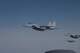 F-15s fly alongside a U.S. Air Force KC-10 Extender from Travis Air Force Base, Calif., during a refueling mission in the Indo-Pacific theater June 4, 2018. The KC-10 refueled six fighters from the Japan Air Self-Defense Force offloading more than 130,000 pounds of fuel enabling them to fly more than 2,900 nautical miles from Japan to Alaska. (U.S. Air Force photo by Tech. Sgt. James Hodgman)