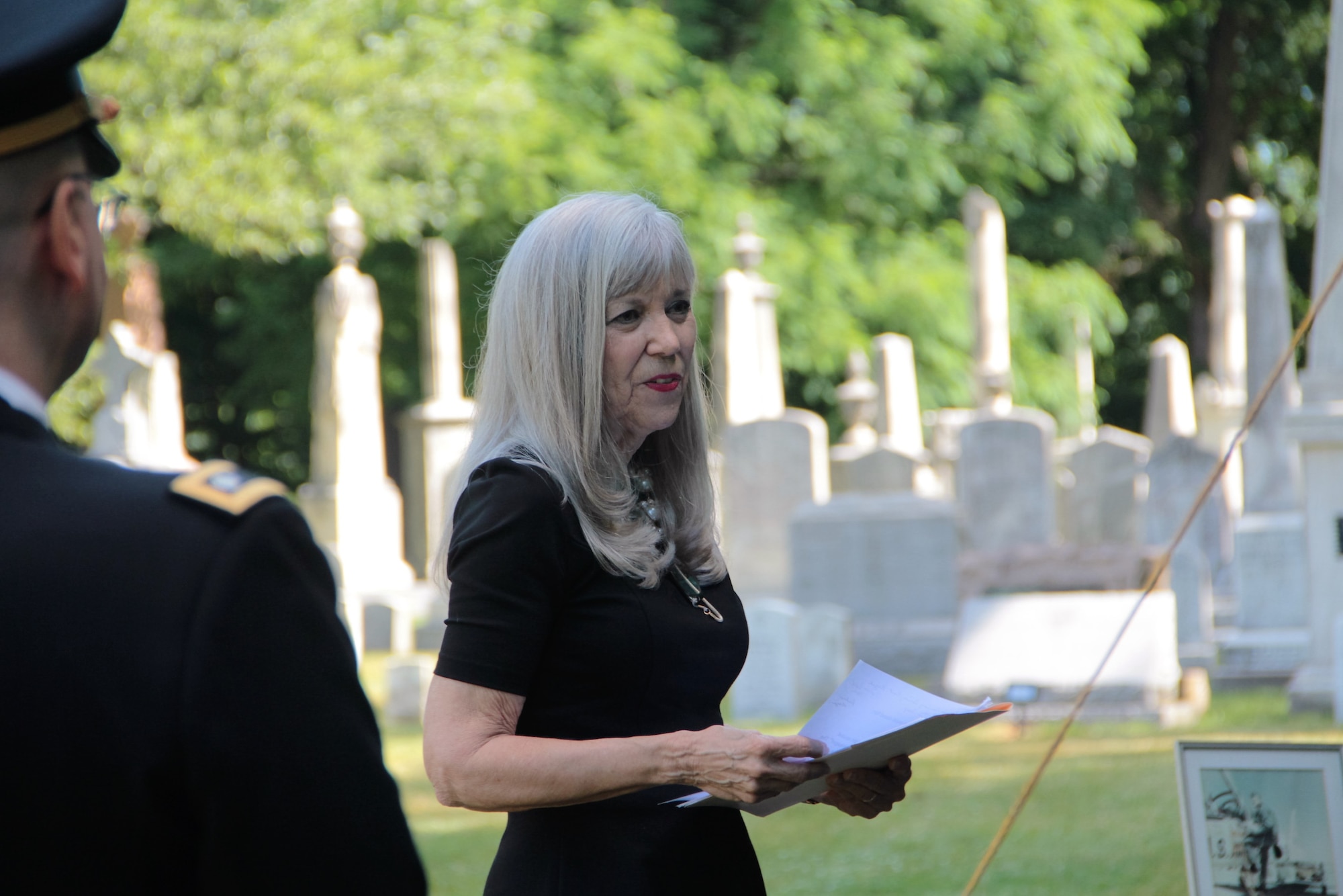 Sharon Cook attends the funeral of her late husband, Maj. James White, a fighter pilot who went missing in Southeast Asia in 1969. White’s remains were recently identified by the Defense POW/MIA Accounting Agency and the Armed Forces Medical Examiner System. (Courtesy photo)