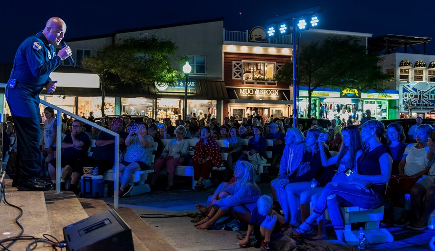 Senior Master Sgt. Ryan Carson, Max Impact superintendent and vocalist, performs June 16, 2018, at Rehoboth Beach, Del. Hundreds of beachgoers watched Max Impact perform for more than an hour during the Rehoboth Beach Bandstand Summer Concert Series. Max Impact, the premier rock band of the U.S. Air Force, is stationed at Joint Base Anacostia-Bolling in Washington, D.C. (U.S. Air Force photo by Roland Balik)