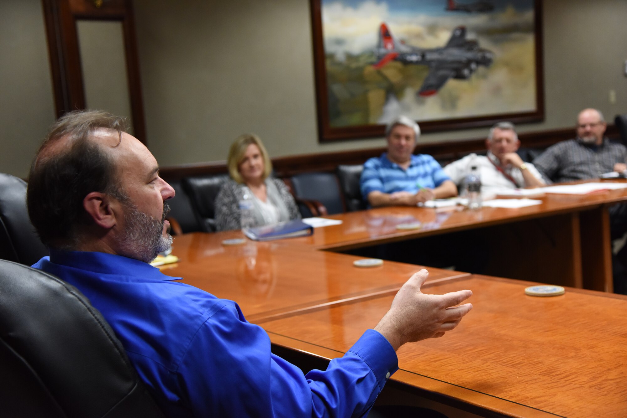 Stephen Ellis, 2nd Air Force ?, delivers remarks during the Student Centered Learning Community Forum in Stennis Hall at Keesler Air Force Base, Mississippi, June 18, 2018. Members of 2nd AF and the 335th Training Squadron hosted the forum to discuss the Continuum of Learning initiative. The CoL initiative is a shift to better focus how Airmen learn by integrating education, training and experience with an end goal of creating a culture of lifelong learning. (U.S. Air Force photo by Kemberly Groue)