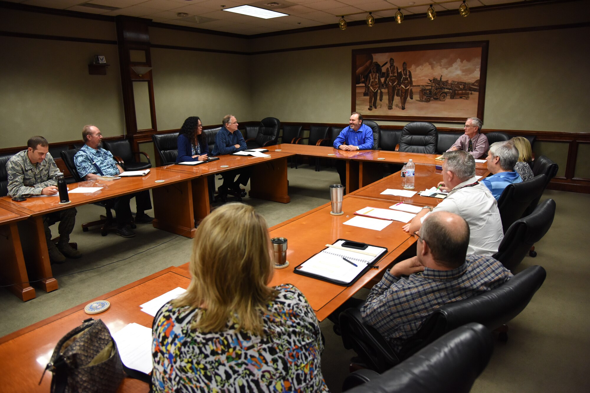 Keesler personnel attend the Student Centered Learning Community Forum in Stennis Hall at Keesler Air Force Base, Mississippi, June 18, 2018. Members of 2nd Air Force and the 335th Training Squadron hosted the forum for recent attendees of a student centered learning training session which allowed them the opportunity to compare notes and partake in discussions about the implementation of the Air Force’s newest training paradigm, Continuum of Learning. They also discussed course material and current development progress. (U.S. Air Force photo by Kemberly Groue)