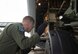 U.S. Air Force Staff Sgt. Johnathan Hasty, 37th Airlift Squadron C-130J Super Hercules aircraft loadmaster, directs a forklift operator who is loading a vehicle into a C-130J on Ramstein Air Base, Germany, June 12, 2018. Roller systems throughout the cargo bay floor aid in uploading and offloading cargo, which allows loadmasters to accomplish Ramstein's airlift mission with speed and efficiency. (U.S. Air Force photo by Senior Airman Elizabeth Baker)