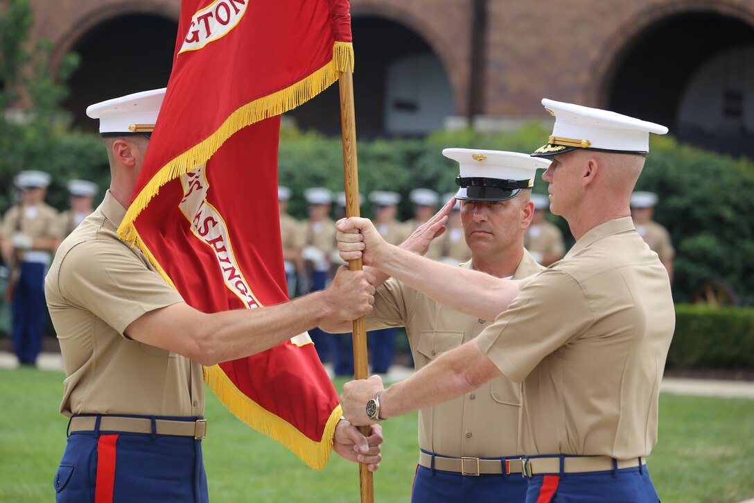 Colonel Tyler J. Zagurski relinquished his command of Marine Barracks Washington D.C. to Col. Don Tomich. Tomich previously served as the Assistant Chief of Staff for Operations, Marine Forces Central Command.