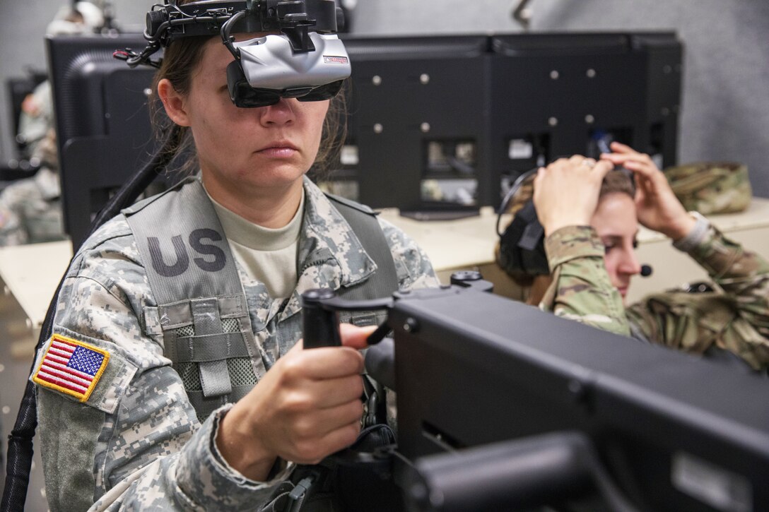 Army National Guard soldiers participate in virtual training scenario.