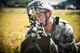 Staff Sgt. Robert Brinton, fire team leader in the 419th Security Forces Squadron, takes aim with an M-249 Squad Automatic Weapon