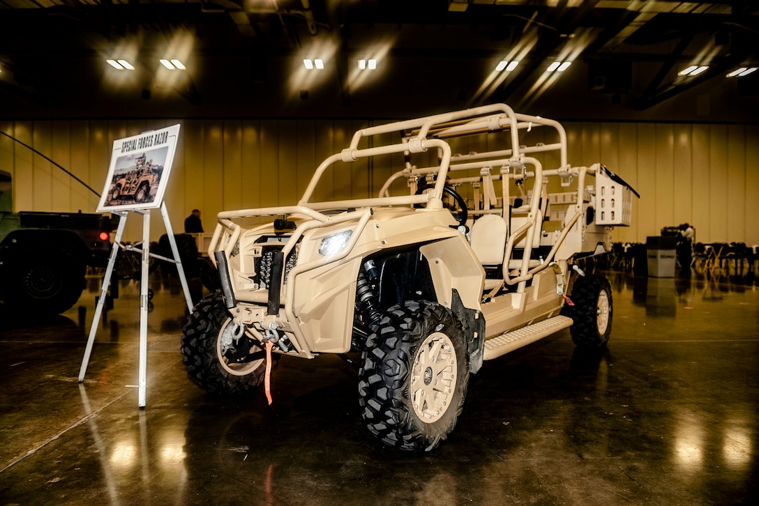 Several pieces of military equipment were on display inside the exhibit hall at the 2018 Defense Logistics Agency Land and Maritime Supplier Conference Exposition