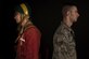 U.S. Air Force Senior Airman Benjamin Lanteigne, 628th Security Forces Squadron patrolman, as himself, right, and as Getulio D ’Amalfi, left, a solider from the Norman Kingdom of Sicily and a reenactment character he created.