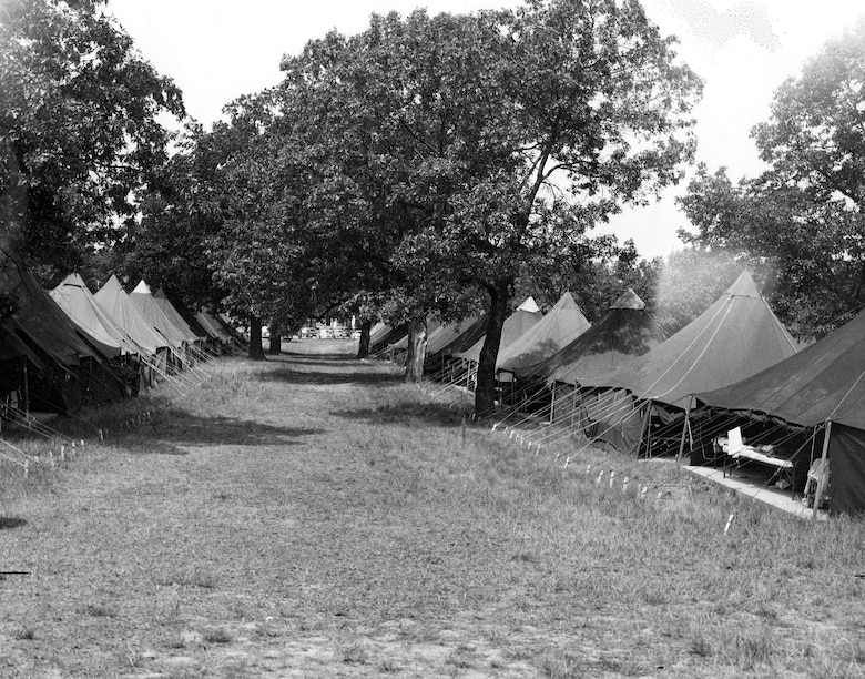 Tent City during the training encampment June 16-17, 1956 at Camp Williams (now Volk Field), Wis.