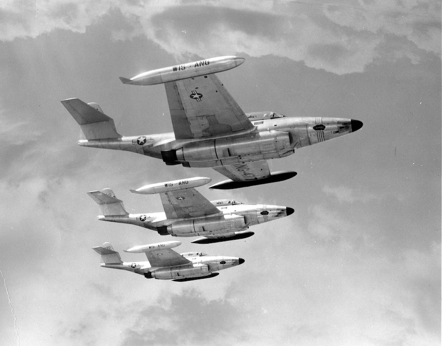 Aircraft at Camp Williams, Wis. during summer training encampment June 16-17, 1956.