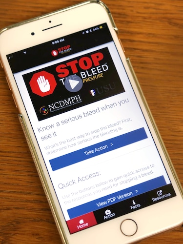 The “Stop the Bleed” app, available for iPhone and Android, can help bystanders save lives in the event of an emergency.