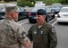 Chief Master Sgt. Robert Baker, Chief Enlisted Manager from the 8th Communication Squadron, welcomes Lt. Gen. Thomas Bergeson, 7th Air Force commander, to Kunsan Air Base, Republic of Korea, June 22, 2018. While at Kunsan, Bergeson met with the Wolf Pack’s top enlisted leaders and visited Airmen. (U.S. Air Force photo by Staff Sgt. Levi Rowse)