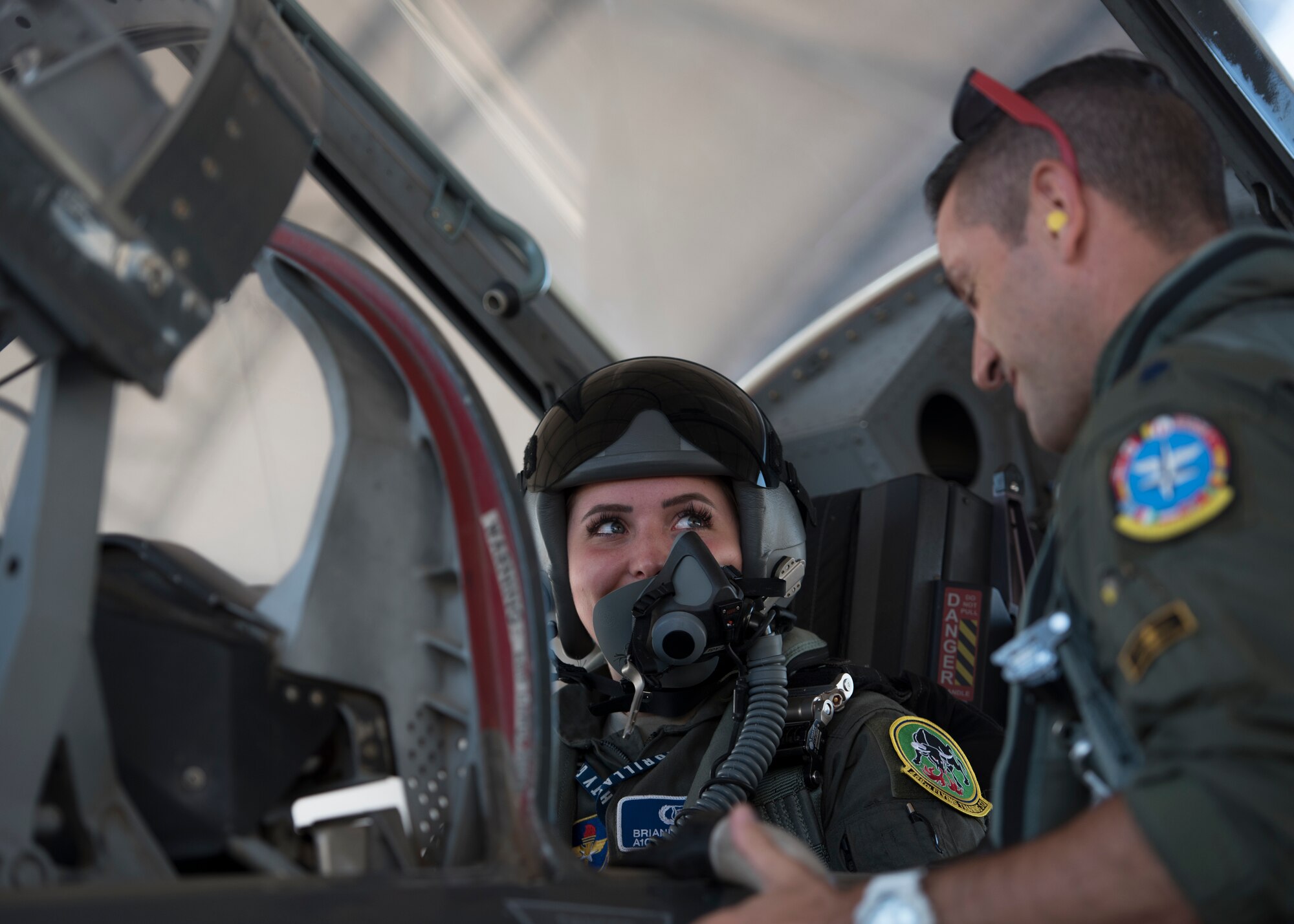 U.S. Air Force Airman 1st Class Brianna Lisner, 58th Fighter Squadron aerospace scheduler, listens to instruction June 7, 2018, at Eglin Air Force Base, Fla. On Lisner’s own time, she has been working on earning her private pilot’s license to show that aviation is what she wants to do. (U.S. Air Force photo by Airman 1st Class Emily Smallwood)