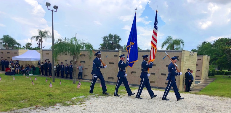 Loved ones and fellow Reserve Citizen Airmen paid respects as Master Sgt. William Posch was laid to rest with full military honors at Florida Memorial Gardens Thursday, June 21.  Air Force Reserve Master Sgt. William Posch, 36, Indialantic, Florida, was a pararescuemen assigned to the 308th Rescue Squadron providing combat rescue support for Inherent Resolve when he and seven Airmen were killed in an HH-60G Pave Hawk helicopter crash in Anbar Province, Iraq, March 15, 2018. Also in attendance were Maj. Gen. Derek P. Rydholm, Deputy to the Chief of Air Force Reserve, Headquarters U.S. Air Force Washington, D.C.; Maj. Gen. Ronald "Bruce" Miller, 10th Air Force commander; and Chief Master Sgt. James W. Loper, Command Chief both with the 10th Air Force, Naval Air Station Fort Worth Joint Reserve Base, Texas; as well as the 920th Rescue Wing commander, Col. Kurt A. Matthews and wing leadership. (U.S. Air Force photo by Maj. Cathleen Snow)