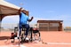 An adaptive athlete and Paralympic prospect throws a discus during training at Luke Air Force Base, Ariz., June 13, 2018. Several athletes stayed at Luke to train for the Desert Challenge adaptive sports competition at Arizona State University June 15-16. (U.S. Air Force photo by Senior Airman Ridge Shan)