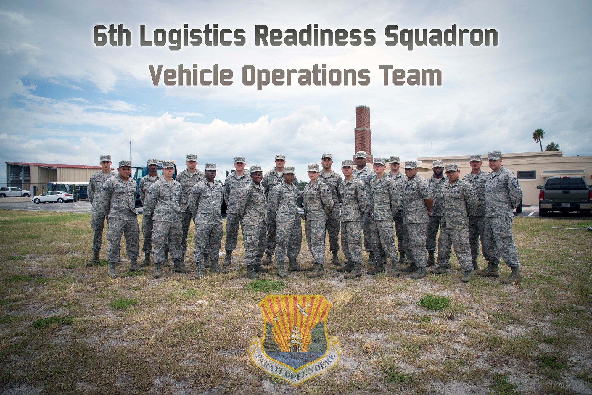 U.S Air Force Airmen assigned to the 6th Logistics Readiness Squadron Vehicle Operations team, paused for a photo at MacDill Air Force Base, Florida, June 21, 2018.