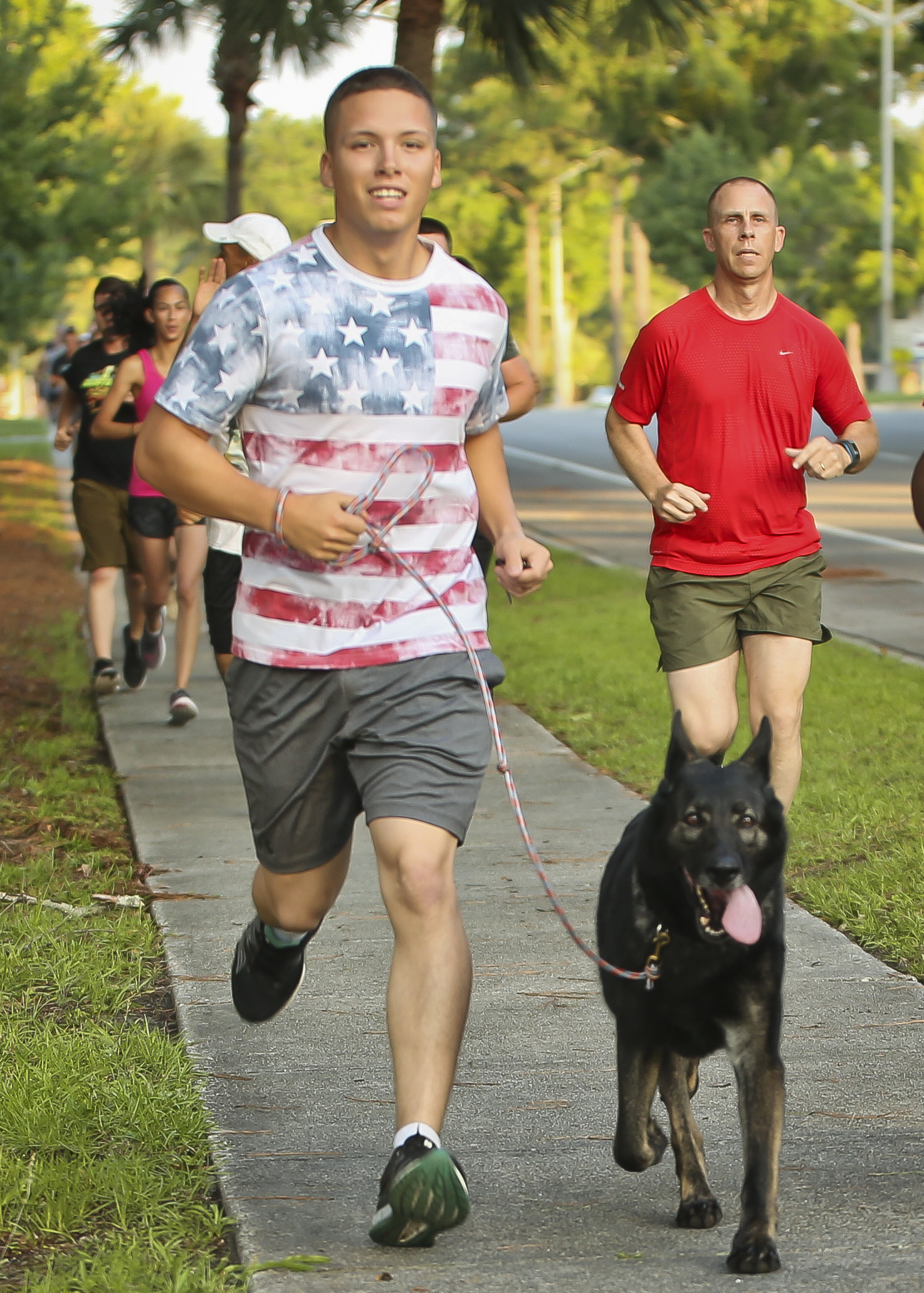 Marines run during the Famous Founders 5K aboard Marine Corps Air Station Beaufort June 15. The run was held by Marine Corp Community Services South Carolina as part of the Semper Fit Summer Challenge.
