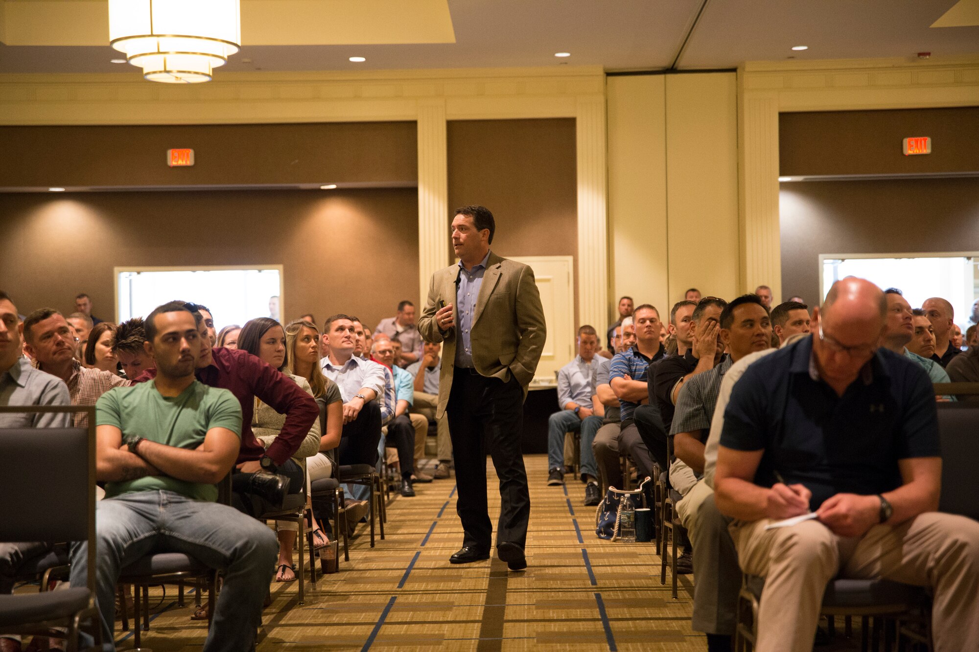Doug Downey discusses human factors affecting safety to about 400 Airmen during the 109th Airlift Wing’s operational safety review day at the Saratoga Hilton in Saratoga, New York, on June 18, 2018.