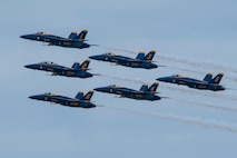 The U.S. Navy Blue Angels perform at the Vectren Dayton Air Show on 23 June 2018. The mission of the Blue Angels is to showcase the pride and professionalism of the United States Navy and Marine Corps by inspiring a culture of excellence and service to country through flight demonstrations and community outreach. (U.S. Air Force photo by Ken LaRock)