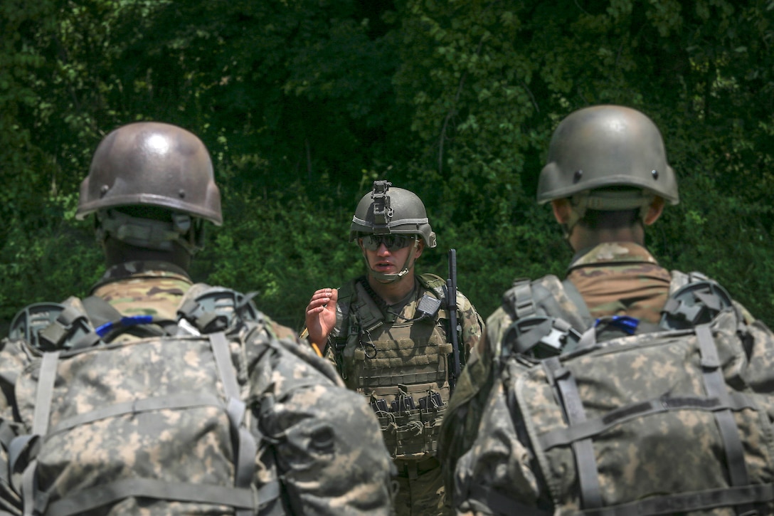 Soldiers receive a safety and mission brief.
